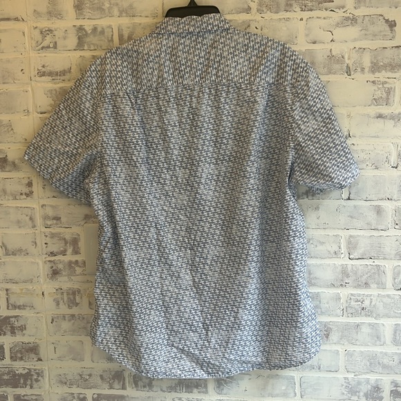 Copper & Oak Button Up Shirt Mens XL Blue/White Short Sleeve Collared Cotton - Picture 6 of 8